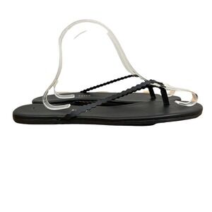 Tkees Sandal‎ Flip Flops Studio Scalloped Leather Trim Cushioned Black Women 11